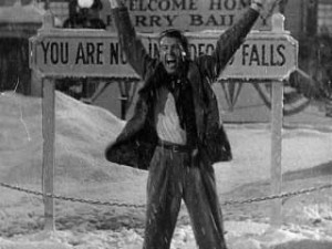 George Bailey (Jimmy Stewart) in last act of It's a Wonderful Life