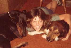 Anita Knowles with 2 Dogs 1980